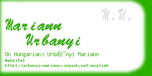 mariann urbanyi business card